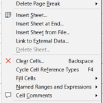 Calc Sheet Menu